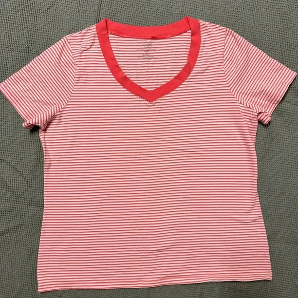Lane Bryant Classic Peach Striped Tee | 18-20W - Picture 1 of 4